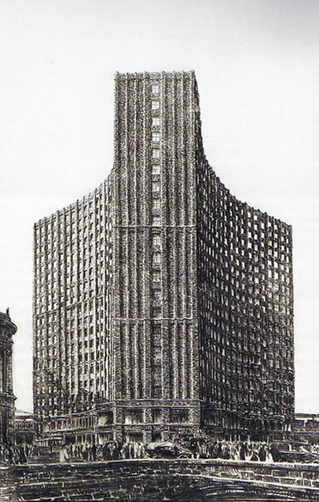 Hans Poelzig, 1921 project to build a high-rise in Friedrichstrasse, Berlin