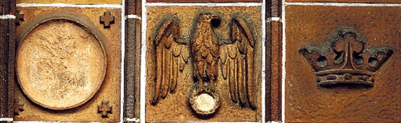 Terracotta plaques with former swastikas removed, Berlin