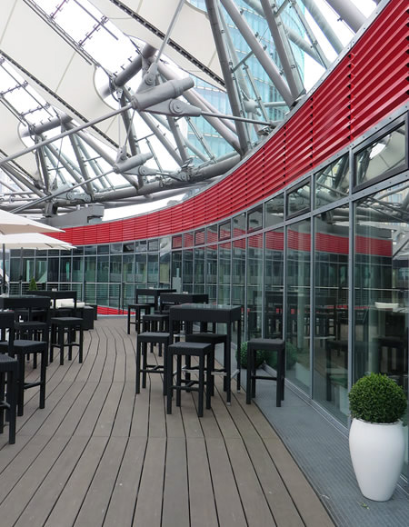 Few tourists to the Sony Centre in Berlin even realise this cafe with fabulous views exists