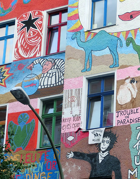 A brightly painted apartment block in Friedrichshain, Berlin, and a hidden attraction that only locals know about