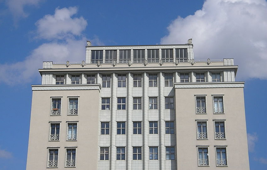 'Hochhaus an der Weberwiese' - the first residential tower block constructed in socialist East Berlin included stone from Hitler's Chancellery and Göring's country estate