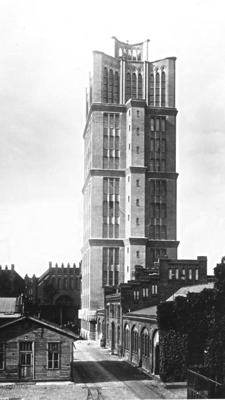 Archival image of the Borsigturm tower - Berlin's first high rise, completed in 1925