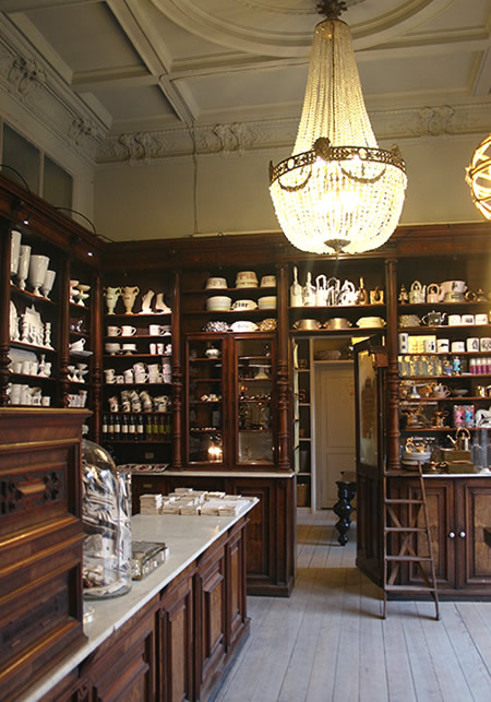 A 19th century pharmacy makes an apt showcase for Kühn Keramik's unique ceramic designs