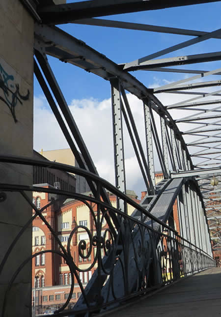 Siemenssteg Bridge and old section of Charlottenburg power plant, Berlin