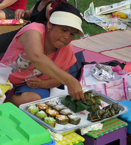 Authentic Thai specialities on sale at Berlin's Thai market in a park