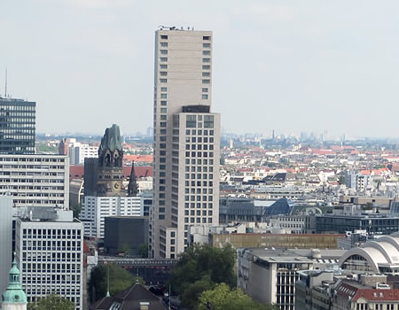 Sweeping views of central Berlin from a student canteen