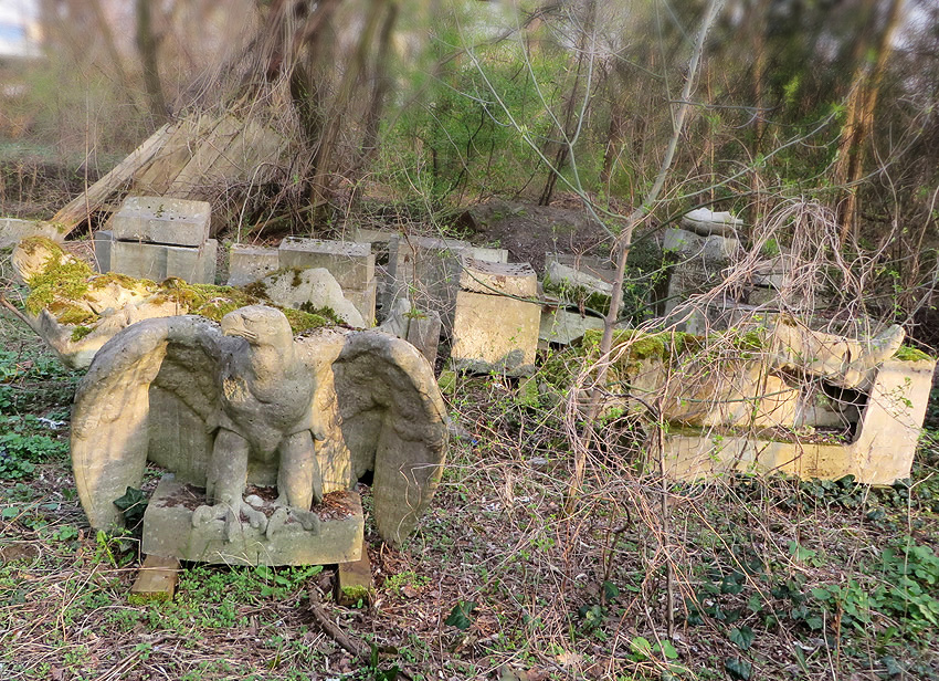 Secret Berlin: hidden fragments of stone sculptures, including a beautiful imperial eagle
