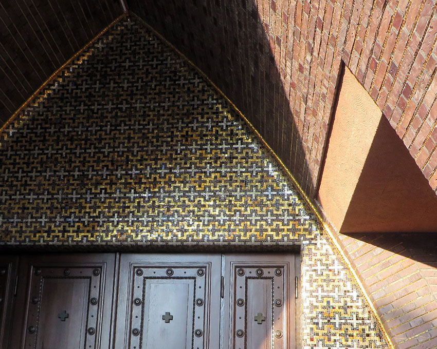 Entrance portal to the Church at Hohenzollerndammplatz, Berlin - an extraordinary example of Expressionist architecture designed by Ossip Klarwein and Fritz Höger