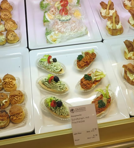 A fine selection of open sandwiches at KaDeWe Food delicatessen, Berlin