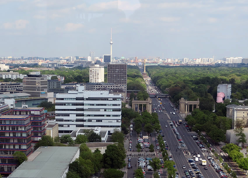 Looking east - the TV tower and Tiergarten - fantastic Berlin views for the price of a cup of coffee
