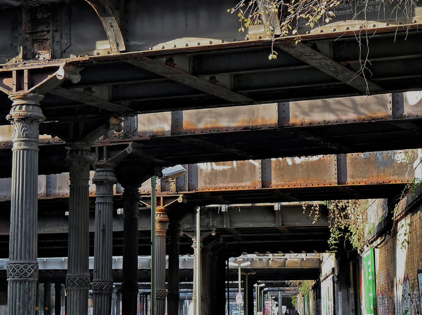 Cast iron 19th century railway bridges over Yorckstrasse, Berlin